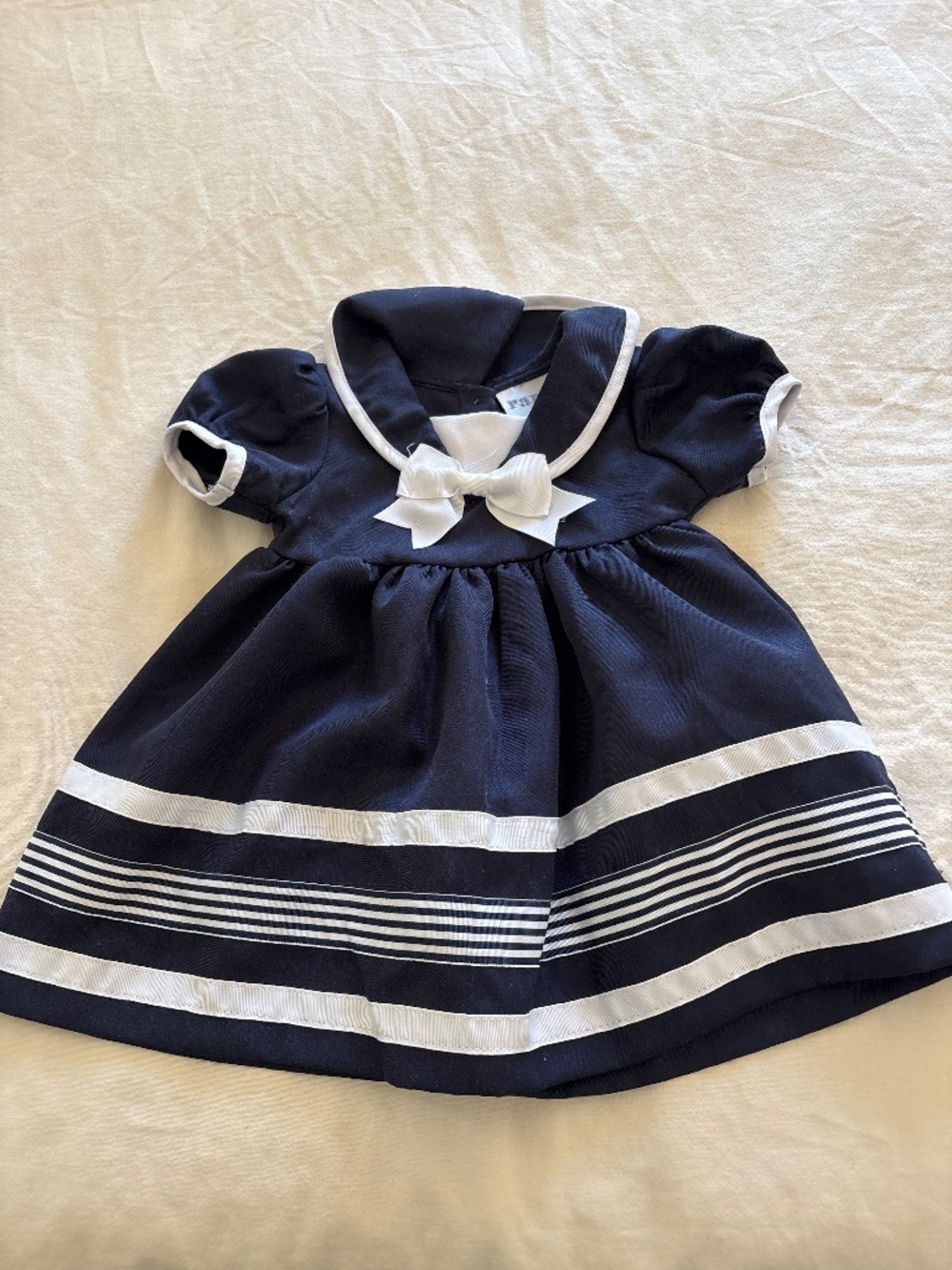 Rare Editions Navy and white dress 12mos